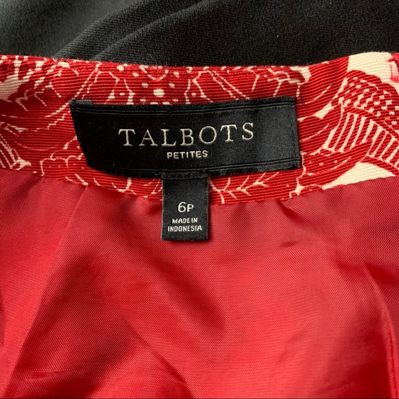 Talbot’s women's red and cream colored damask patterned lined pencil skirt, 6P - Picture 4 of 8